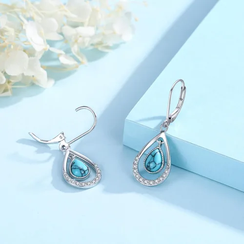 Vista 2 de Cuoka 925 Sterling Silver Moonstone Malachite Moss Agate Earrings, Small Hoop Dangle Drop Earrings Jewelry for Women