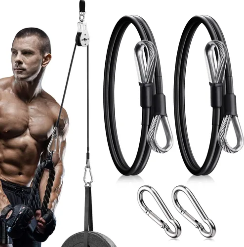 Vista 8 de TOBWOLF 2 Pack Gym Extension Cable, Compatible with Bowflex Home Gym Heavy-Duty Steel Wire & Smooth Coating, Ideal Fitness Accessories for Lat