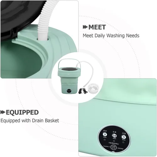 Vista 4 de NUOBESTY Mini lavadora plegable portátil con cesta de drenaje y múltiples modos de ahorro de espacio, diseño plegable para viajes, dormitorio