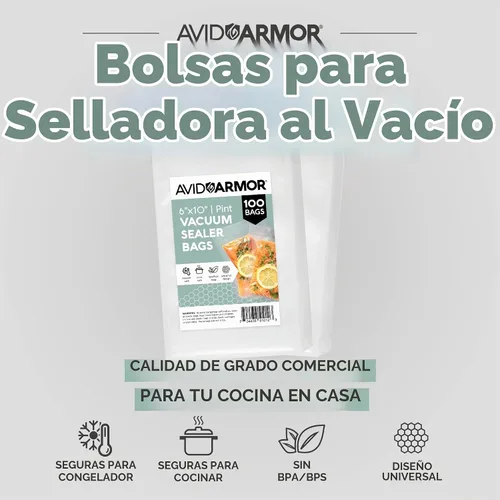 Vista 2 de Avid Armor bolsas comerciales para envasar al vacío, libres de BPA, ideales para Sous Vide. Paquete de 100 unidades., Transparente