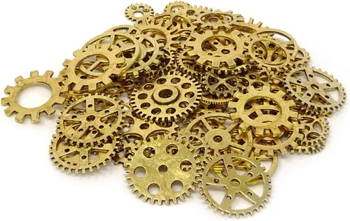 Vista 9 de 3.53 oz (aprox. 70 piezas) Yueton de engranajes steampunk antiguos, colgantes, ruedas de reloj y ruedas de engranaje para artesanías Bronce