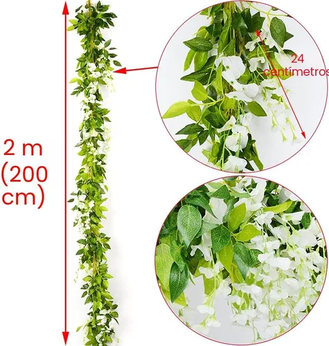 Vista 4 de Guirnalda de glicinias artificiales de 33 pies, flores colgantes de vid falsas, plantas de vid falsas, paquete de 5