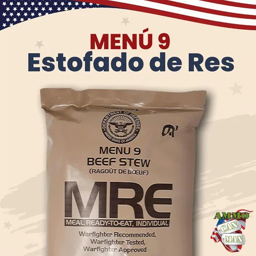 Vista 3 de MREs (Comidas listas para comer) genuino excedente militar de Estados Unidos sabores variados