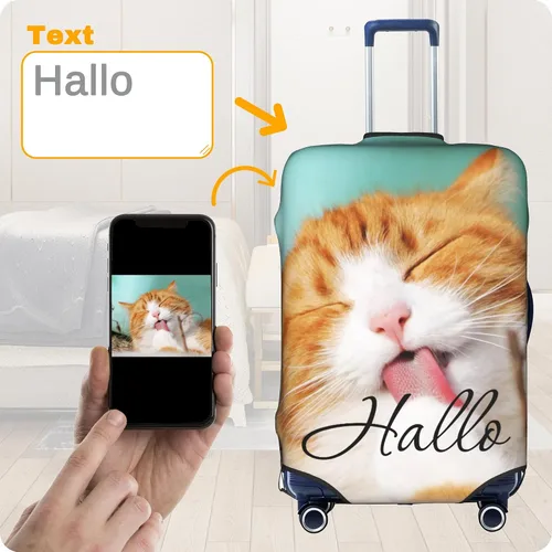 Vista 2 de Funda de equipaje personalizada para maleta, funda personalizada para maleta, añade tu texto fotográfico, logotipo, protector de equipaje de viaje