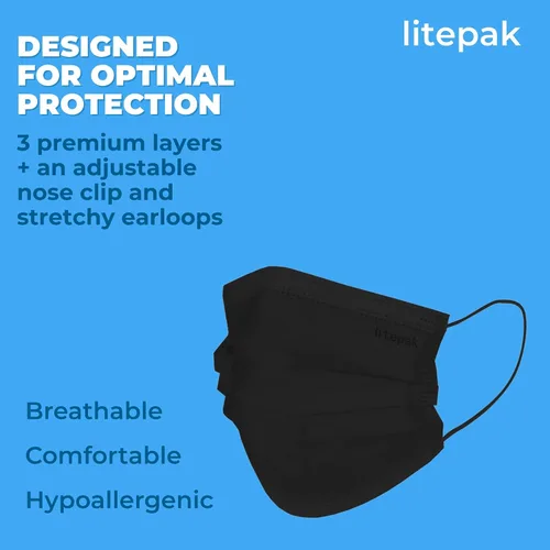 Vista 5 de Litepak 2,000 mascarillas desechables - Cubrebocas transpirable para el hogar y la oficina