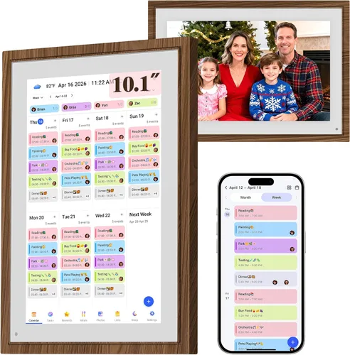 Vista 9 de Calendario digital inteligente de 10.1" con gráfico de tareas y pantalla 10.1-negro