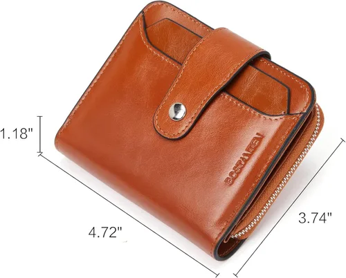 Vista 7 de BOSTANTEN - Billeteras de piel para mujer, con bloqueo RFID, con cremallera y bolsillo, billetera pequeña de dos cuerpos, con tarjetero