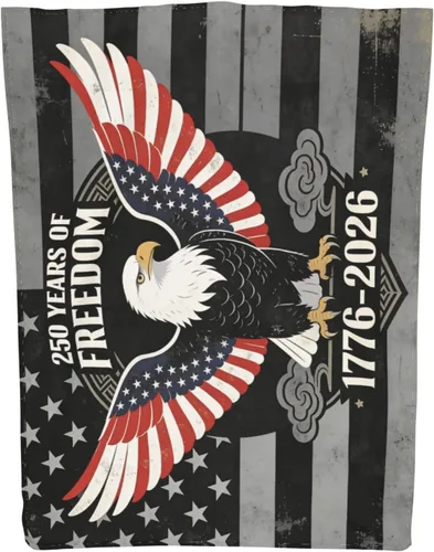 Vista 7 de 250 Anniversary USA Flag Flannel Fleece Throw Blankets, Patriotic Eagle Super Warm Soft Sofa Blanket All Season (40"x30")