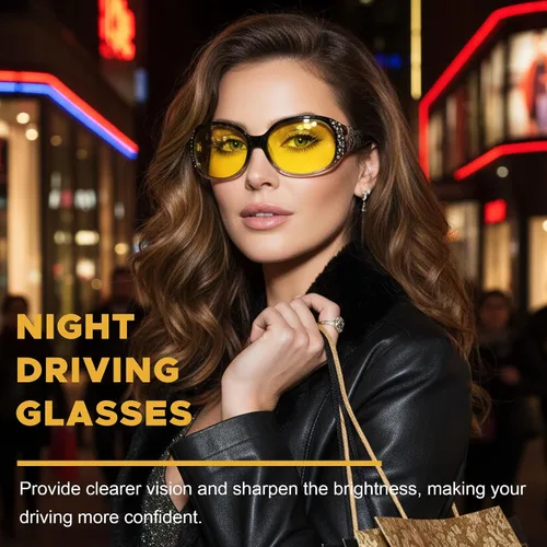 Vista 24 de LVIOE Gafas de conducción de visión nocturna envolventes antirreflejos con lente amarilla polarizada para mujer