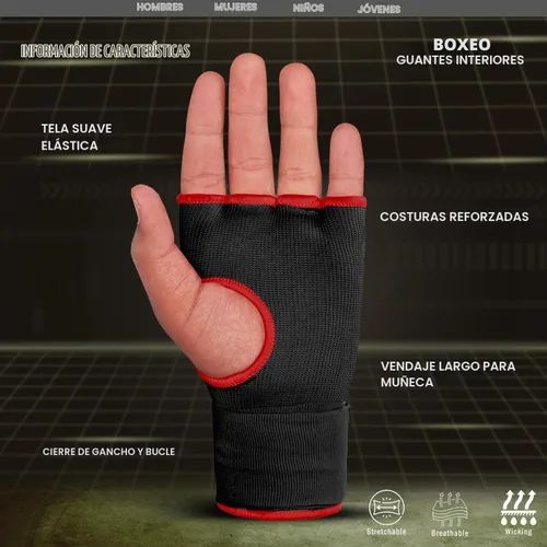 Vista 4 de Guantes de boxeo acolchados de gel para hombres y mujeres, con correas de muñeca rápidas de 32 pulgadas de largo, para artes marciales, artes