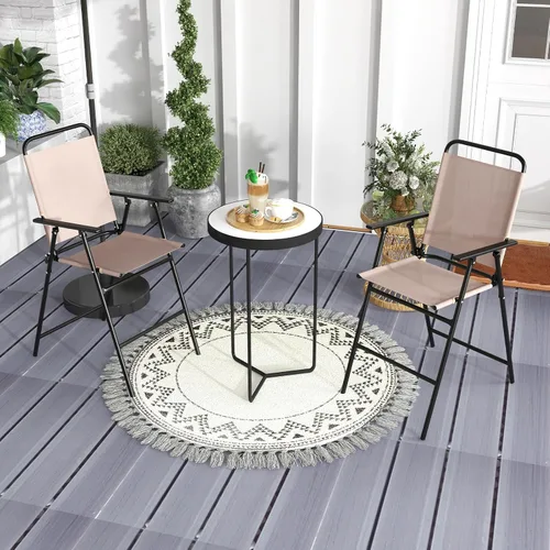 Vista 2 de Giantex Juego de 2 sillas de bar plegables para exteriores, sillas de patio con respaldo, reposabrazos, reposapiés, marco de metal, juego de sillas