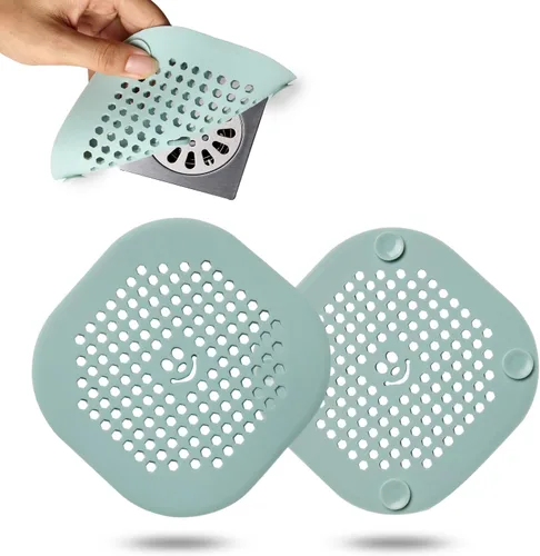 Vista 21 de Protector de silicona para cubrir drenaje de ducha, bañera, cocina, baño, recoge restos de cabello, paquete de 2, color negro