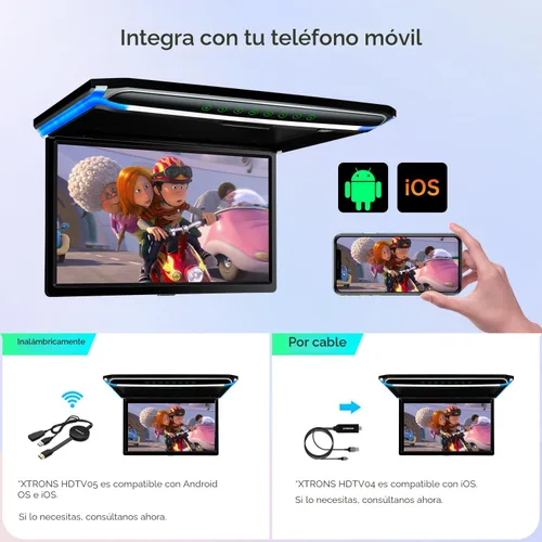 Vista 5 de XTRONS® Pantalla TFT Digital FHD Ultrafina de 17.3 Pulgadas 16:9 Reproductor Aéreo de Video 1080P para Automóvil Monitor Montado en el Techo Puerto