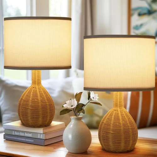 Vista 8 de Lámpara de Mesa con Base de Mármol - Lámpara de Mesita de Noche Moderna con Puerto USB y Cadena de Tracción, Lámpara para Dormitorio, Sala de Estar