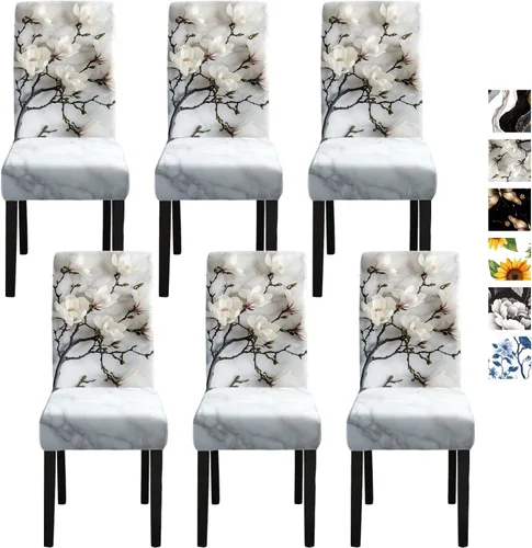 Vista 23 de ANNA QUEEN Juego de 6 fundas para sillas de comedor y cocina, fundas elásticas lavables para sillas de comedor, decoración elegante del hogar
