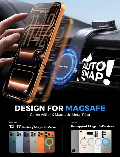 Vista 11 de Magsafe - Soporte magnético para teléfono con brazo de aleación flexible para tu coche 8” long, Dashboard, Windshield, Vacuum Suction Cup, 22 N55