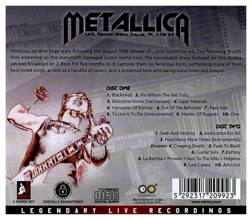 Vista 2 de Live Reunion Arena,Dallas 1989