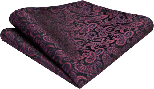 Vista 210 de HISDERN Pajaritas para hombre, corbatín de cachemira para hombre, corbata de lazo y bolsillo cuadrado, juego formal de esmoquin para boda