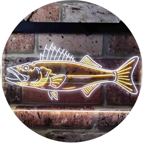 Vista 14 de ADVPRO Walleye Fish Camp Man Cave Dual Color LED Neon Sign Blue & Red 12 x 8 Inches st6s32-i3732-br