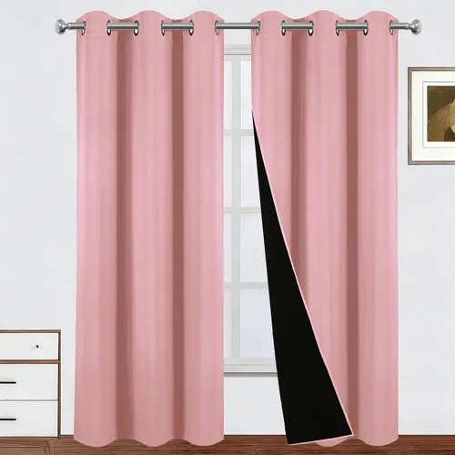 Vista 39 de LEMOMO Cortinas 100% opacas de 38 x 54 pulgadas, 2 paneles de oscurecimiento con aislamiento térmico para dormitorio
