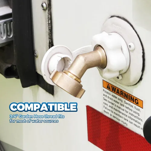 Vista 4 de RVGUARD Adaptador de manguera de agua de codo, conector de codo de manguera de jardín de 45 grados, elimina la tensión en la manguera de agua de RV