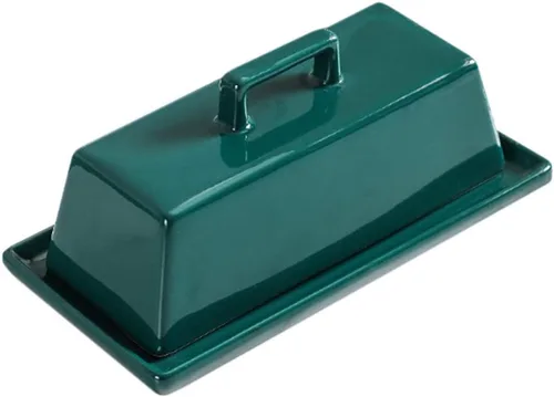 Vista 6 de Sizikato Mantequillera de porcelana con tapa, negro puro, 7.5 pulgadas