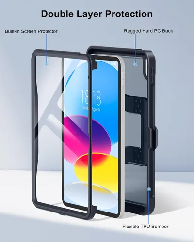 Vista 8 de DTTO Funda para iPad (A16) 11ª generación de 11 pulgadas 2025, funda para iPad de 10ª generación, soporte ajustable para vertical/paisaje, protector