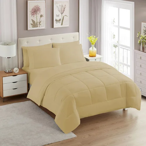 Vista 62 de Sweet Home Collection Juego de edredón de 7 piezas de color sólido para todas las estaciones, manta alternativa de plumón suave y lujosas sábanas