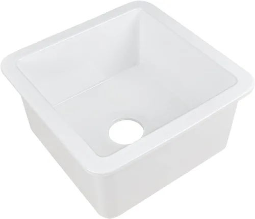 Vista 9 de DeerValley Fregadero de Cocina Empotrado de 45.7 cm L x 45.7 cm A Fregadero de Un Solo Tazón de Barro Refractario Cuadrado para Barra con Rejilla