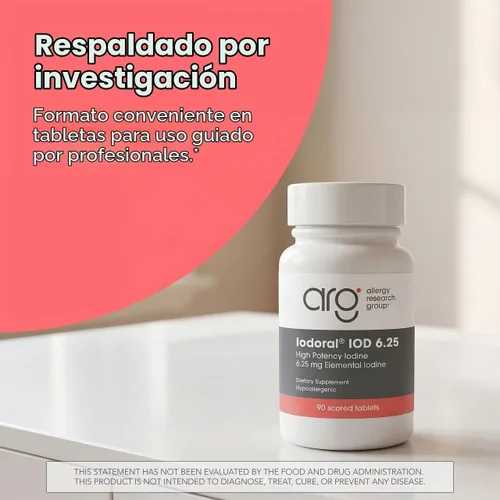 Vista 5 de ARG Optimox Yodo yodoral 6.25 mg Tiroides, 90 comprimidos Yodo y yoduro de potasio para apoyo al equilibrio tiroideo y metabólico, sin soja, sin