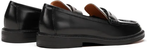 Vista 4 de C.Paravano Mocasines Penny de cuero genuino para mujer, mocasines planos Negro