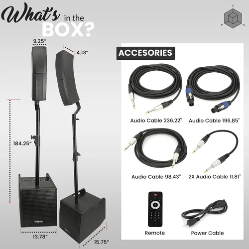Vista 8 de Pyle Altavoz de columna Line Array - Sistema de sonido profesional y compacto con subwoofer de altavoz de 12 pulgadas, transmisión, amplificador