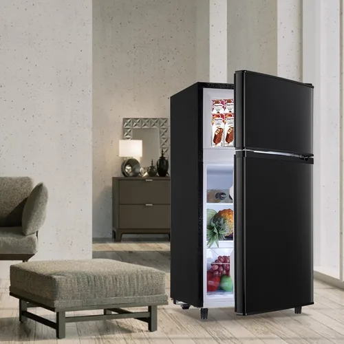 Vista 8 de WANAI Refrigerador compacto de 3.5 pies cúbicos de doble puerta con congelador, refrigerador pequeño con 7 modos TEMP, ahorro de energía, bajo ruido