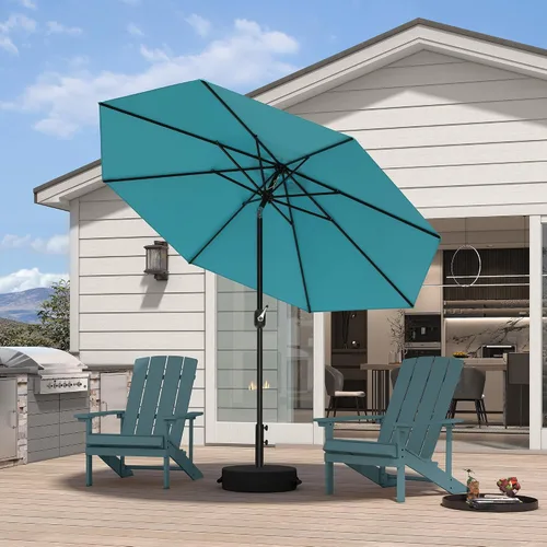 Vista 49 de PURPLE LEAF Sombrilla LED para patio y piscina, 5 x 8 pies, con base para Beige