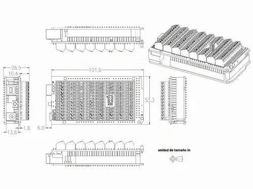 Vista 7 de Módulo de Escudo Breakout con Bloque de Terminales de Tornillo para Arduino MEGA-2560 R3