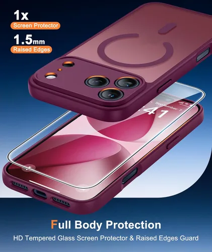 Vista 1089 de FNTCASE Funda para iPhone 17 Pro: Fundas delgadas translúcidas de color azul claro compatibles con MagSafe, protección completa de la cámara