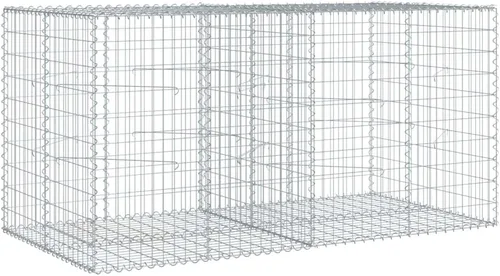 Vista 97 de vidaXL Cesta de gavión con tapa, 39.4 x 19.7 x 39.4 pulgadas, hierro galvanizado rectangular, resistente a la intemperie, montaje sin herramientas