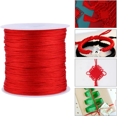 Vista 3 de Yosoo Health Gear Cordón de nylon rojo para hacer joyas, hilo para pulsera, hilo rojo original
