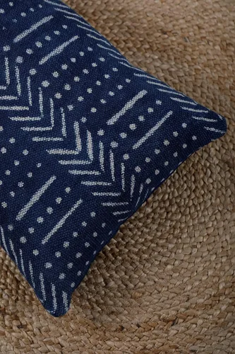 Vista 2 de Trade Star Mudcloth - Funda de cojín decorativa para lumbar, 100% algodón, color índigo, estilo granja, funda de almohada gruesa, estilo bohemio