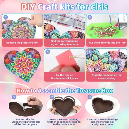 Vista 7 de Diakud Regalos para niñas de 6, 7, 8, 9, 10, 11 y 12 años, kits de arte de diamantes para niños de 8 a 12 años, juguetes para niñas de 10 a 12 años