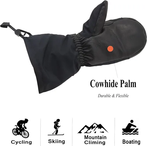 Vista 3 de HANDLANDY Guantes de esquí impermeables de invierno para hombres y mujeres, 3M Thinsulate resistentes al viento, guantes de nieve cálidos, guantes