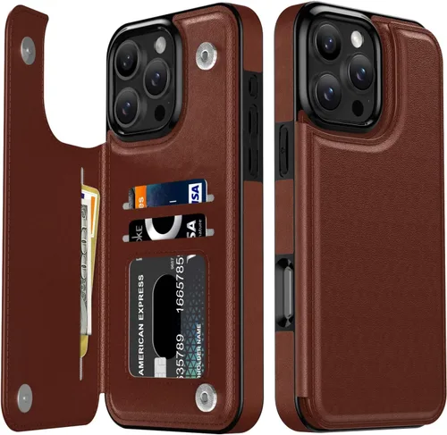 Vista 332 de LETO para iPhone 15 Pro Funda tipo cartera - Tapa tipo folio con patada - Diseños de moda - Tarjetero - Funda protectora para mujeres y niñas - 6.1