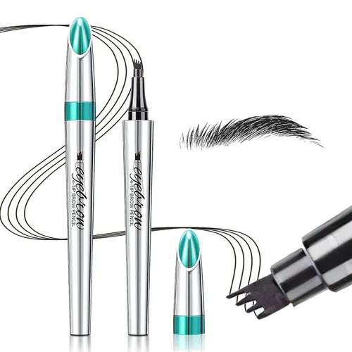 Vista 12 de Lápiz de cejas Microblading de 4 puntos para levantar cejas y arrebatar, maquillaje de ojos de larga duración, impermeable, cabello natural