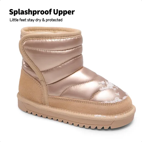 Vista 2 de DREAM PAIRS Botas de nieve para niñas y niños, zapatos de tobillo de invierno de 0.394 pulgadas con forro de piel sintética para niños pequeños