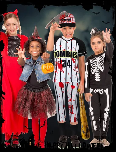 Vista 6 de 5 Pcs Halloween Zombie Costumes Scary Baseball Player Zombie Costume for Boys Kids Children Halloween Party Costumes