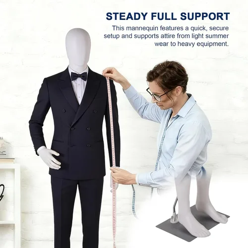 Vista 6 de Male Full Body Mannequin, Realistic Male Mannequin with Stand, Adjustable & Detachable Dress Form for Retail Clothing Display, Tailoring, Fashion