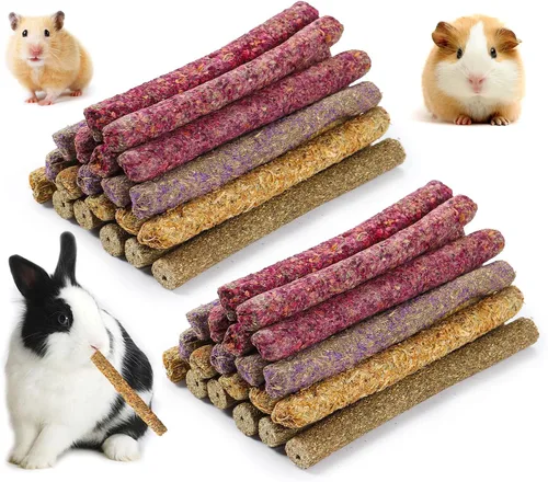 Vista 7 de Juguetes masticables de conejo para dientes, palitos de zanahoria Timothy Grass para conejillo de indias, hámster, chinchilla, ardilla, conejo