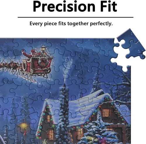 Vista 6 de Rompecabezas de 500 piezas para adultos, rompecabezas grande de 27 x 20 pulgadas, decoración de Papá Noel de invierno para fiestas familiares