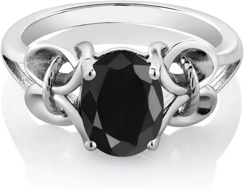 Vista 3 de Gem Stone King Anillo de compromiso ovalado con piedra natal para mujer, plata de ley 925, ovalado de 0.354 x 0.276 in, anillo de compromiso