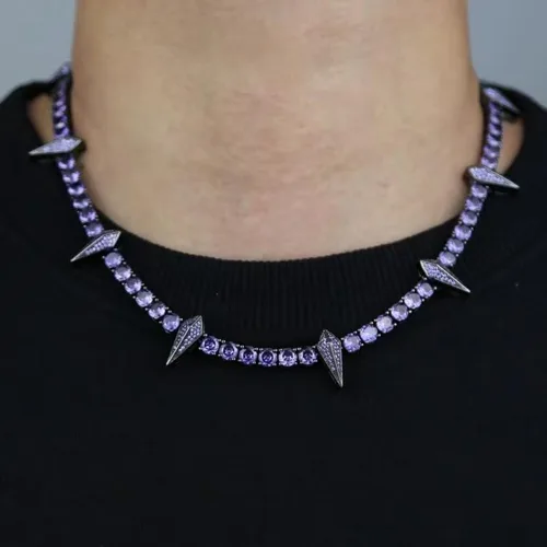 Vista 3 de Collar para hombre, Black Panther Hero - Joyería para hombre, cadena cuadrada de diamantes hip hop, regalo para hombres, niños, cumpleaños, día